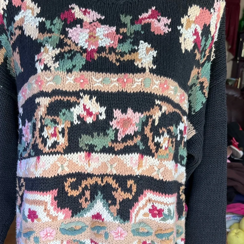 V I N T A G E 🌸 slouchy granny floral embroidered sweater🌸 - Picture 8 of 15